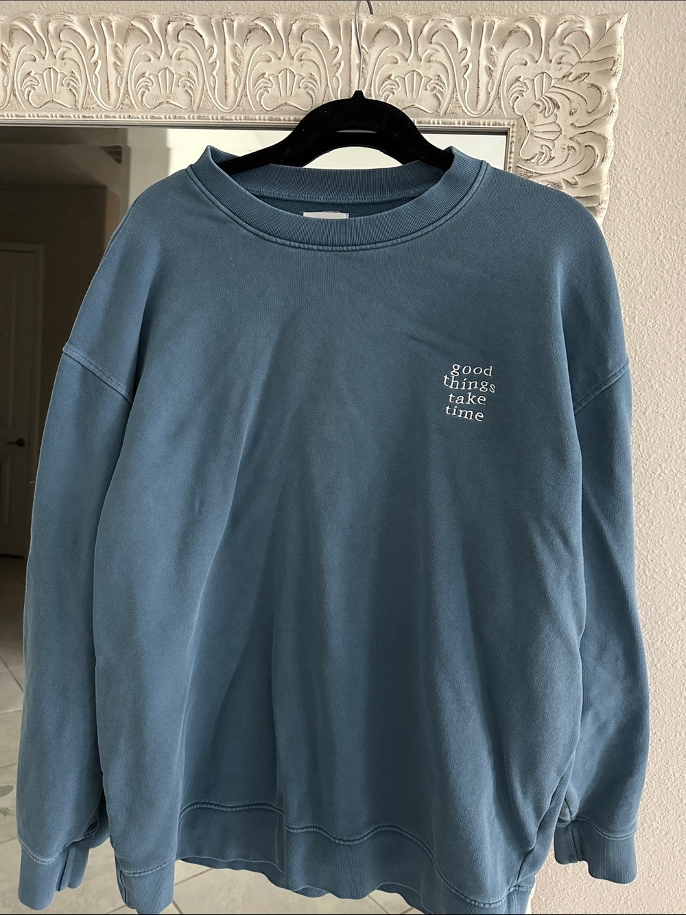MATE the Label M/L Oversized Crewneck Sweatshirt with 'good things take time'